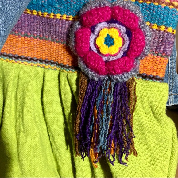 Lime Green And Multi-Color Boho Shoulder Bag - Picture 4 of 8